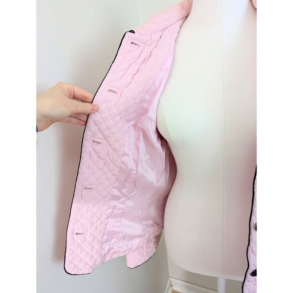 Vintage 90s Pink Quilted Jacket Bianca Nygard Lined Spring Pastel Blazer Sz 14 - Picture 5 of 8